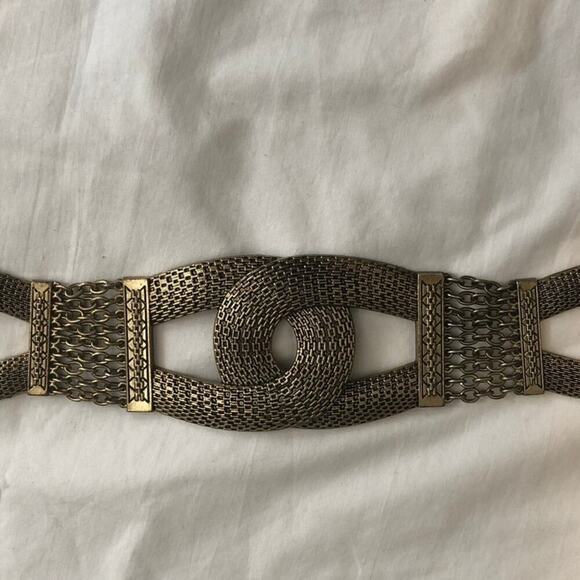 Chain Link Belt Chicos Gold Y2K 90s Statement Mesh Large Medium Adjustable - Picture 3 of 7